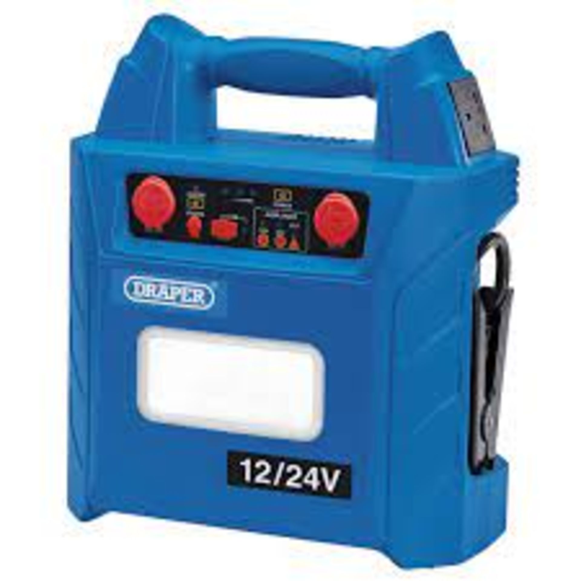 Draper 12V/24V Jump Starter. 12V/24V portable and versatile jump starter. Fitted with LED battery