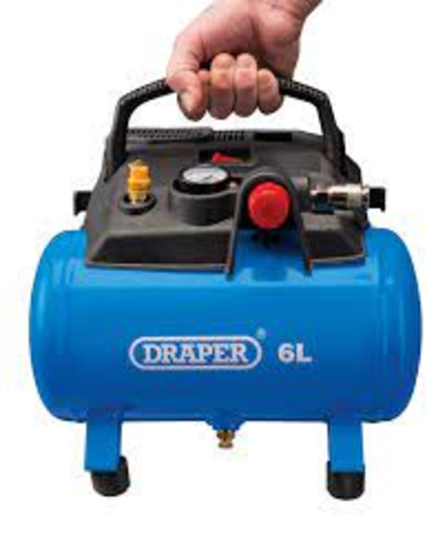 Draper 6L 1200W Oil-Free Air Compressor. Power and portability, Motor emits no fumes, Long - Image 2 of 2