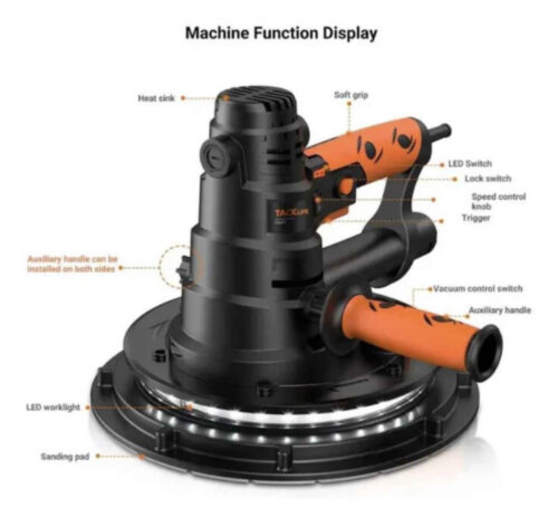 NEW BOXED TACKLIFE 800W Electric Drywall Sander Automatic Vacuum Dust Collection System. ( - Image 2 of 2