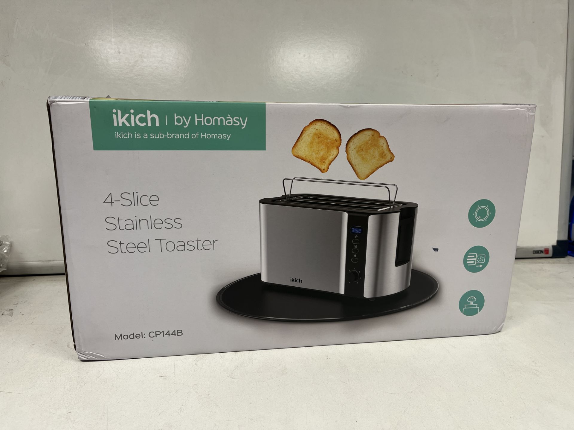 2 X NEW BOXED IKICK BY HOMASY 4 SLICE STAINLESS STEEL TOASTERS WITH LED DISPLAY (ROW18.8) 6