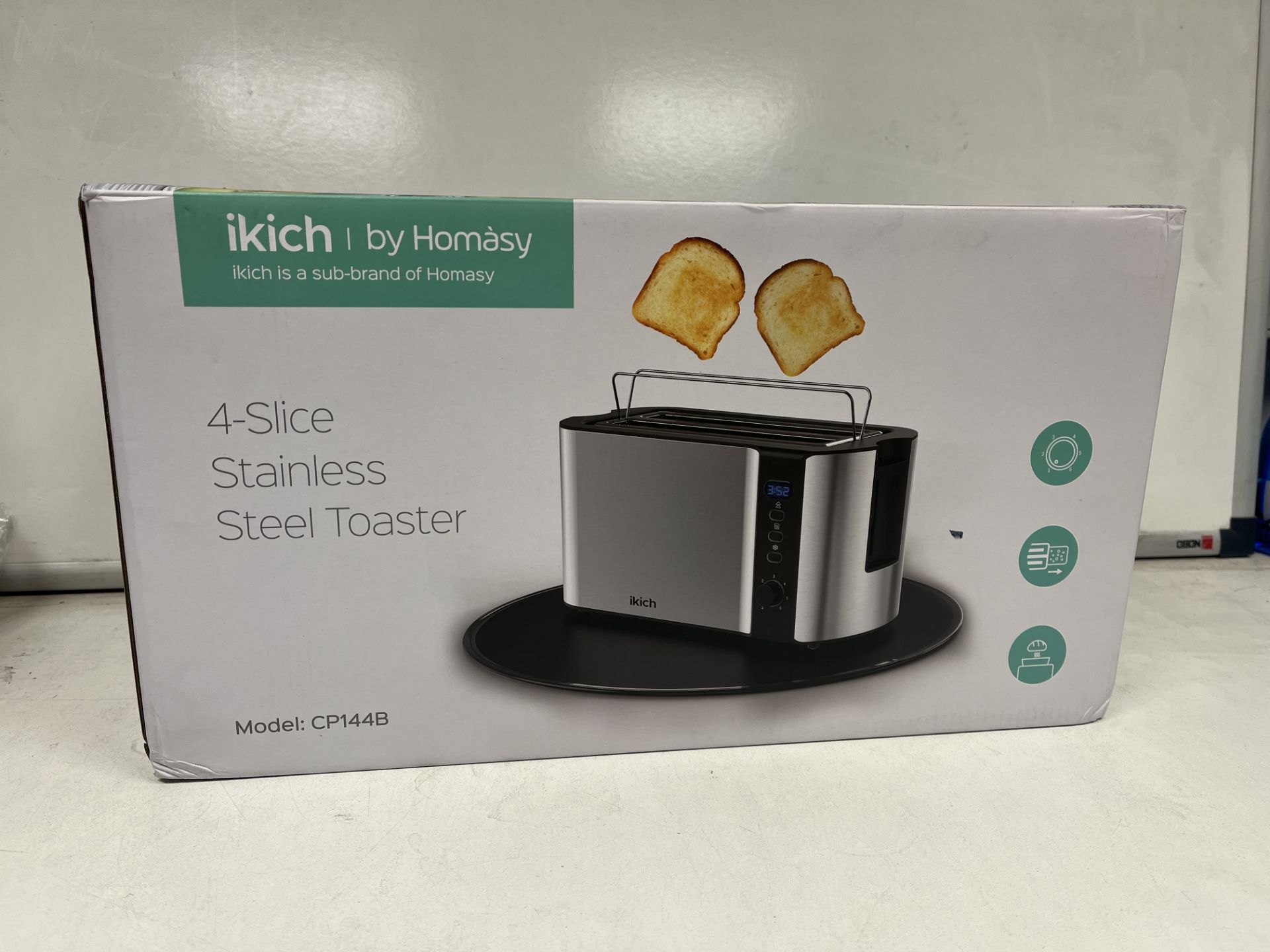 2 X NEW BOXED IKICK BY HOMASY 4 SLICE STAINLESS STEEL TOASTERS WITH LED DISPLAY (ROW18.8) 6