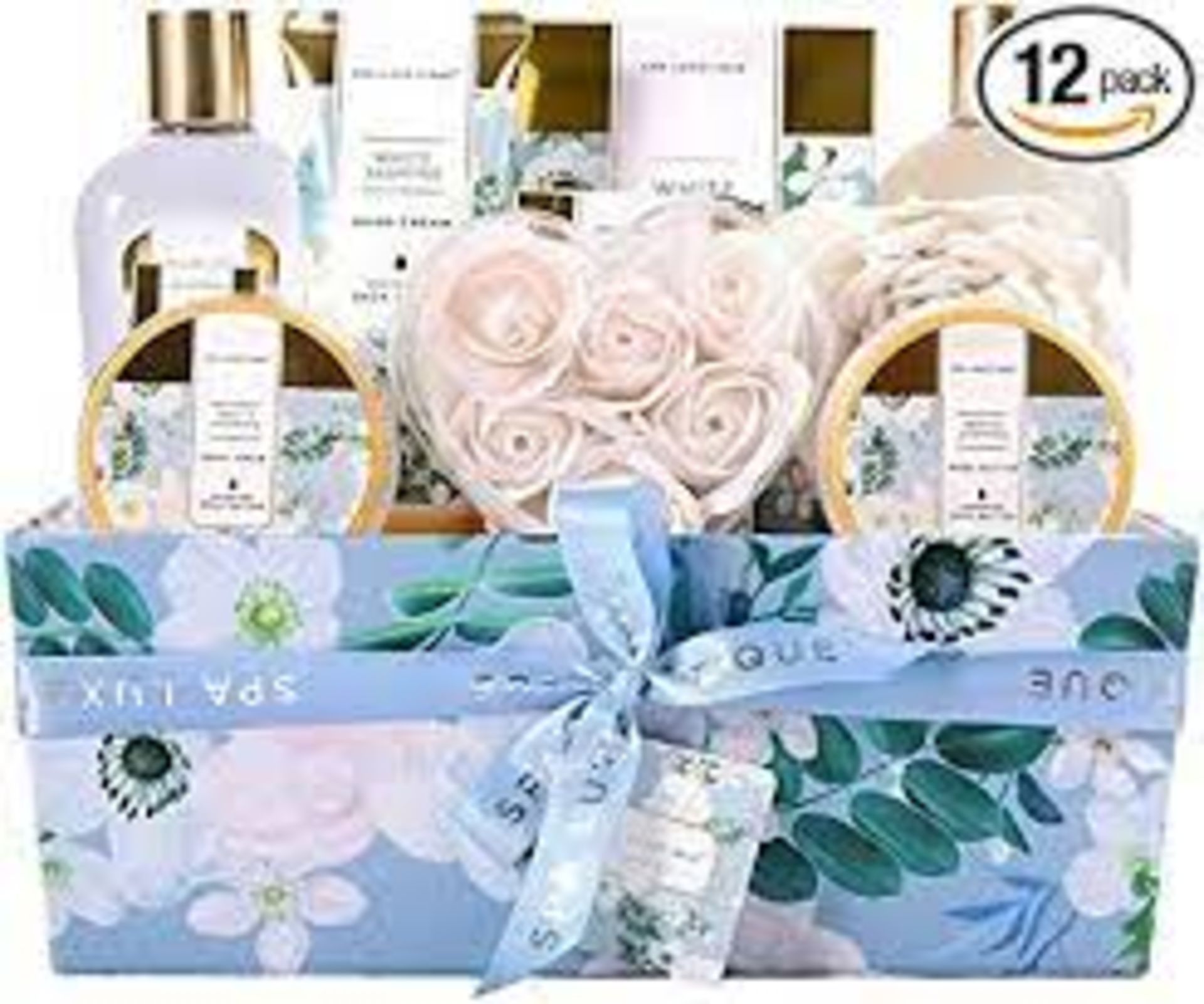 PALLET TO CONTAIN 48 X NEW PACKAGED White Jasmine Spa Bathtub Set. (SPA-BP-11). Moisturizing Bath