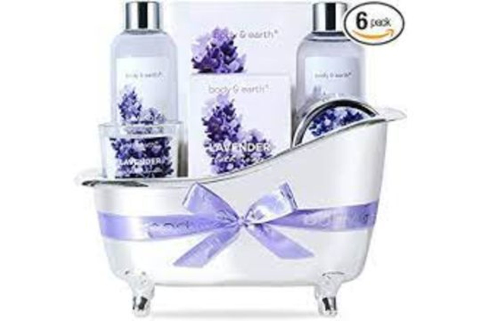 6 x NEW PACKAGED Lavender Spa Bathtub Gift Sets. (SKU: SP-18-02). Natural Bath Spa Set: Our spa gift