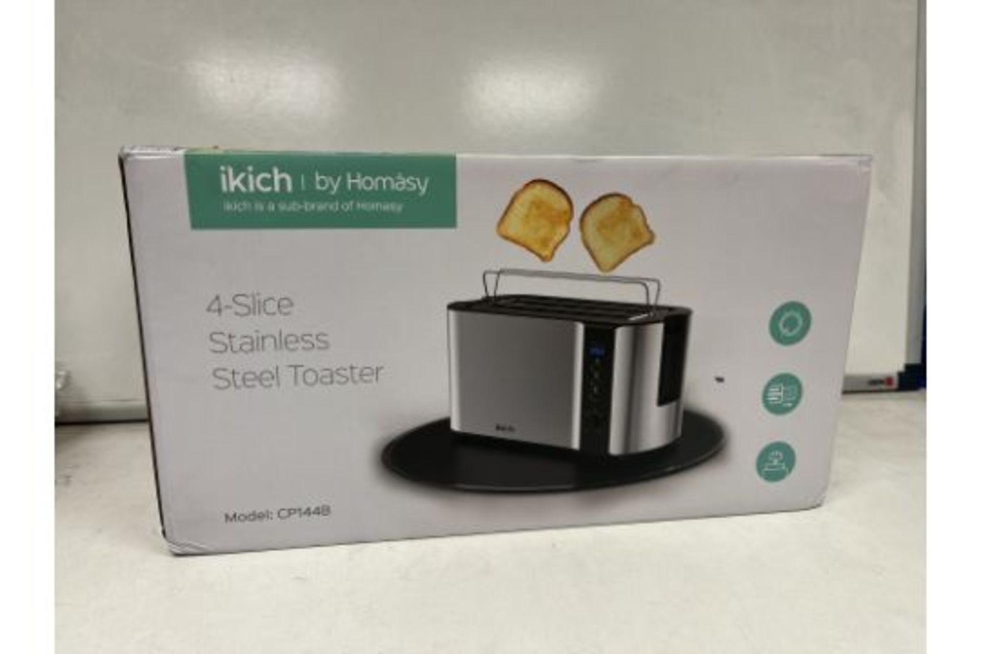 2 X NEW BOXED IKICK BY HOMASY 4 SLICE STAINLESS STEEL TOASTERS WITH LED DISPLAY (ROW18.8) 6