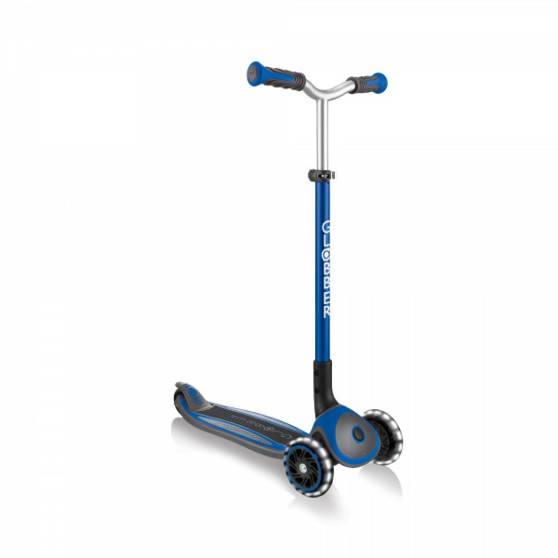 Globber Master Lights Scooter - Navy Blue. RRP £125.00. The Globber Master Lights takes premium