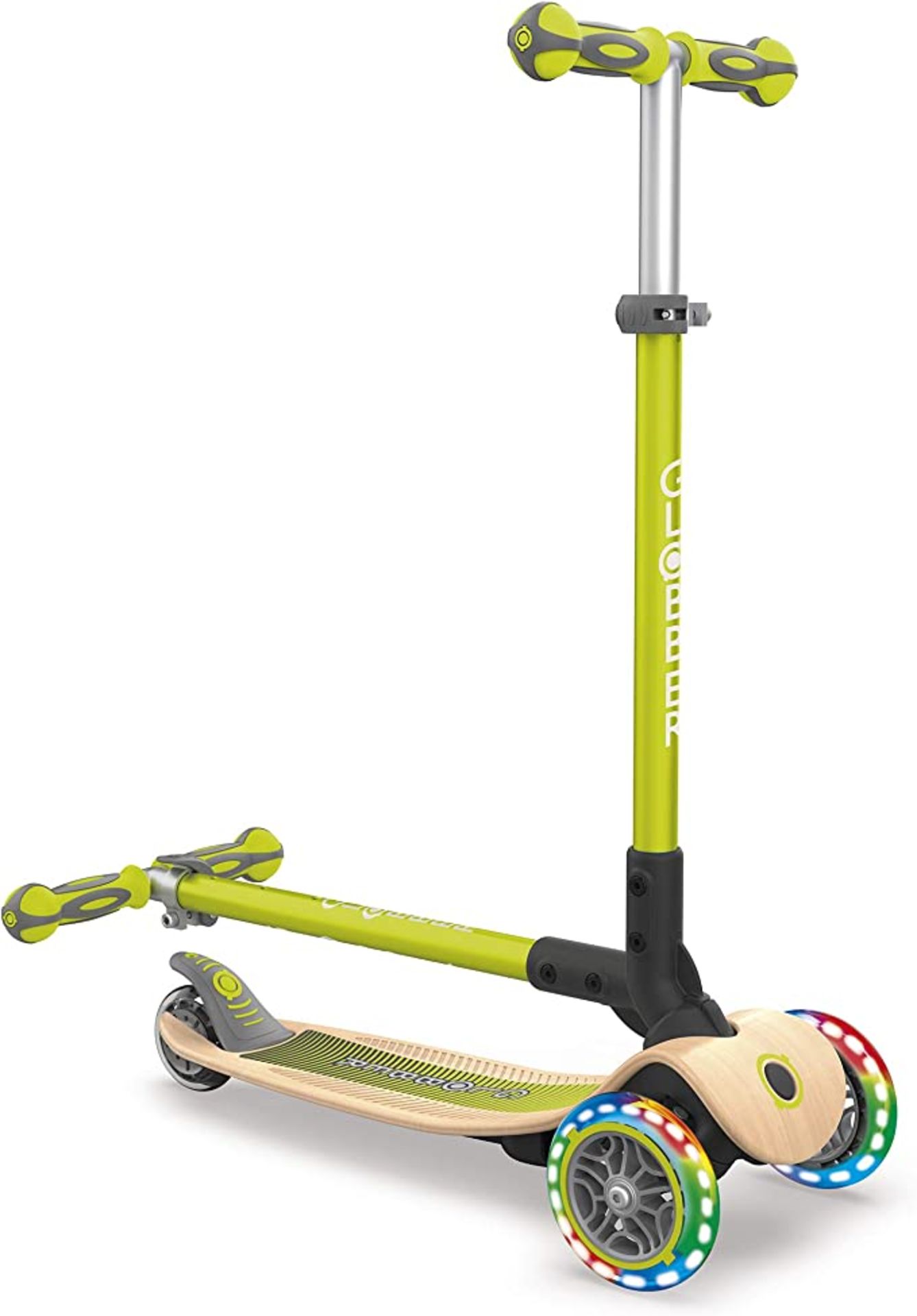 Globber Primo Foldable Wood Lights. RRP £129.99. 3-wheel foldable scooter for kids aged 3+ with an