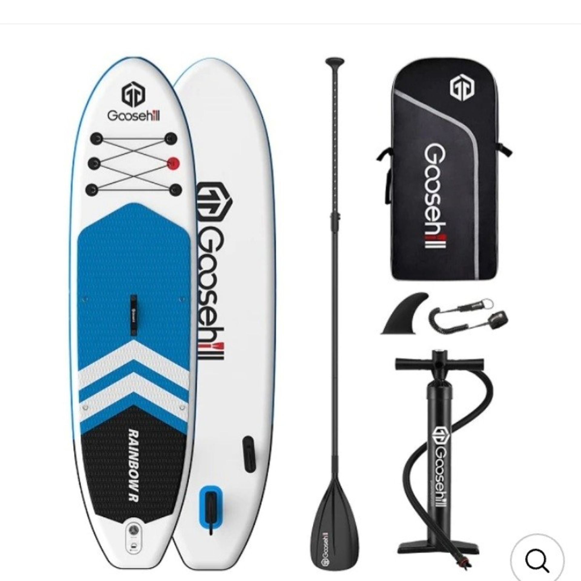 return boxed as new goosehill inflateable sup board with accessories