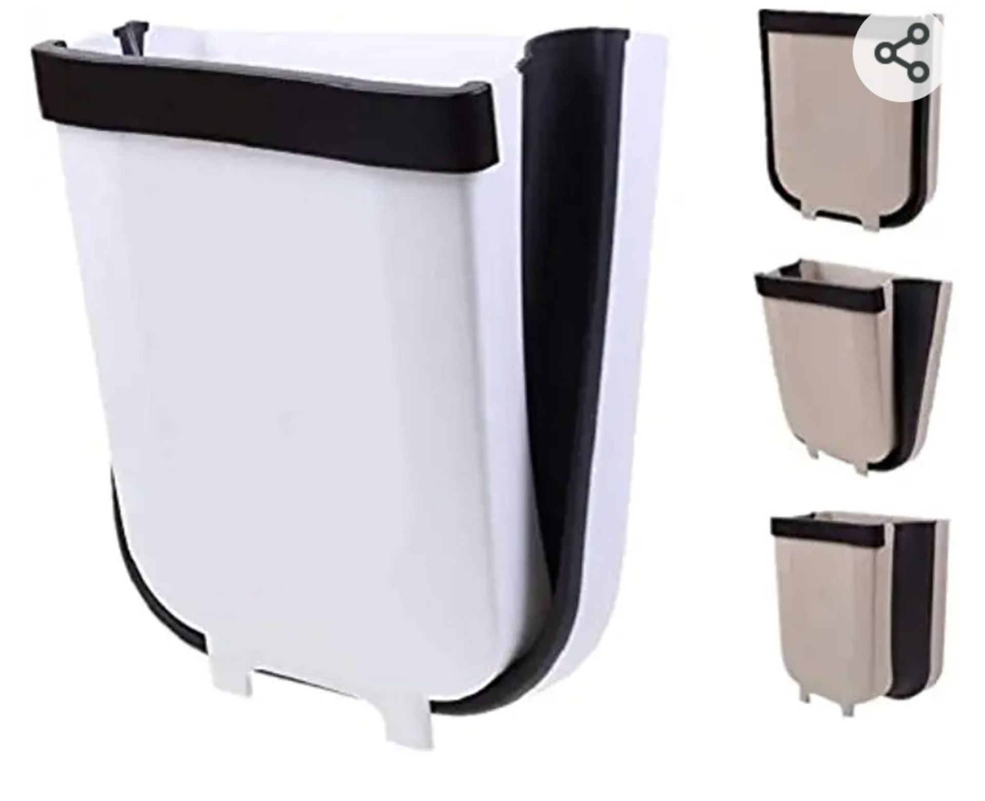 5 X NEW BOXED HANGING FOLDING TRASH BIN 8L WHITE