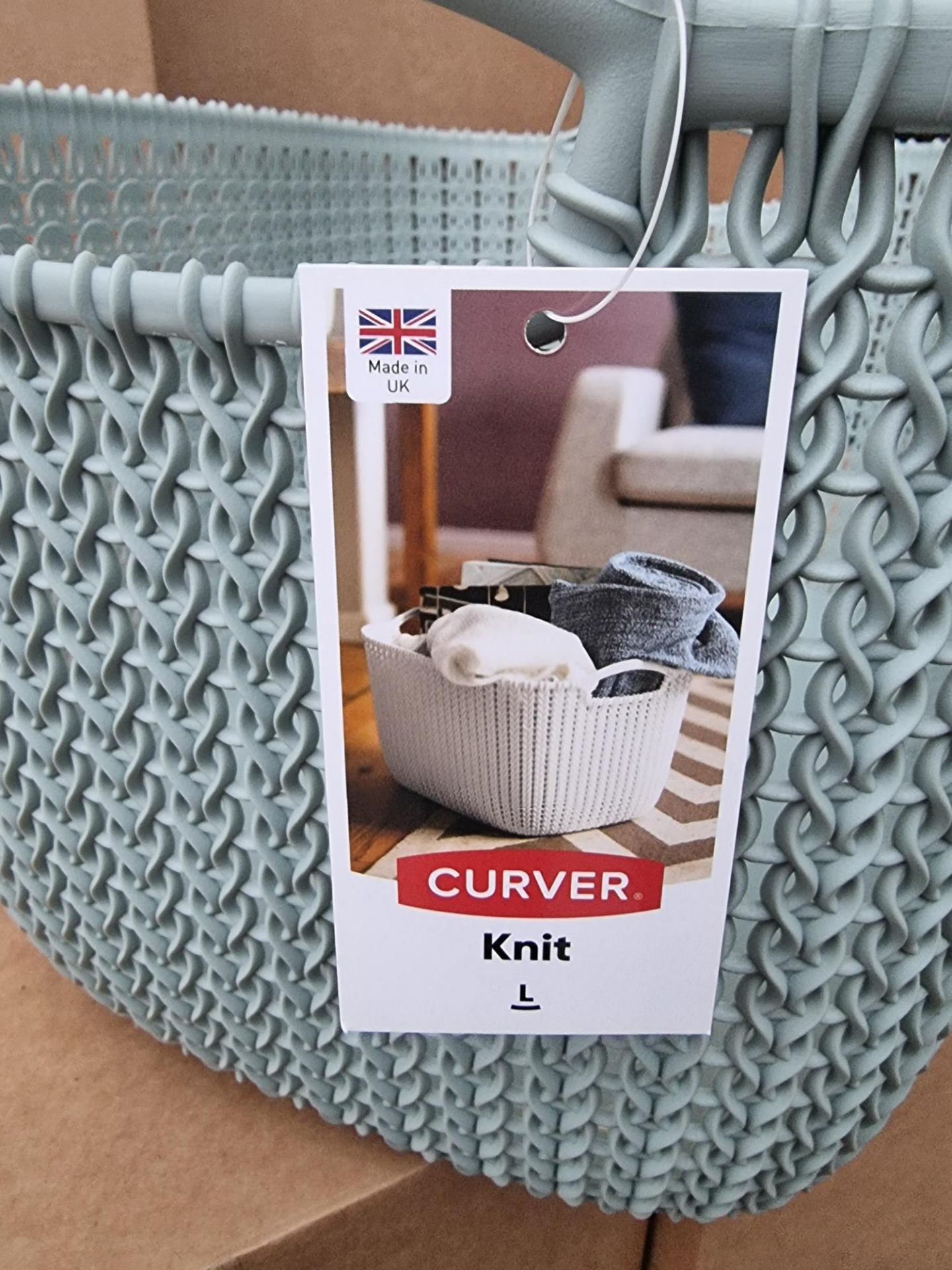 PALLET TO CONTAIN 100 X NEW PACKAGED Curver Knit Rectangular Storage Basket - 19 Litres, Misty Blue. - Image 3 of 36