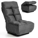 Swivel Folding Floor Chair 6-Position Gaming Chair w/ Metal Base Grey. RRP £150.00. - BI