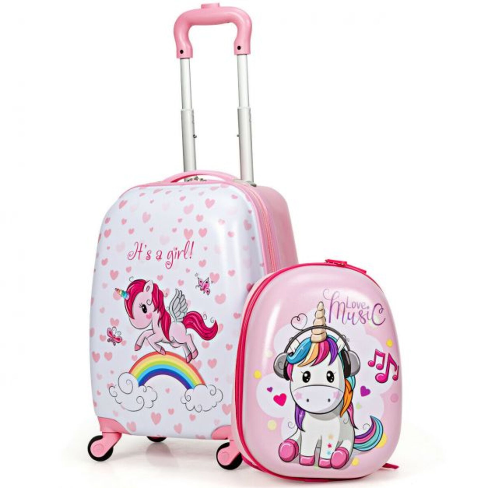 2 Piece Lightweight Child's Luggage Set with Wheels. RRP £105.00. Made from ABS material and covered