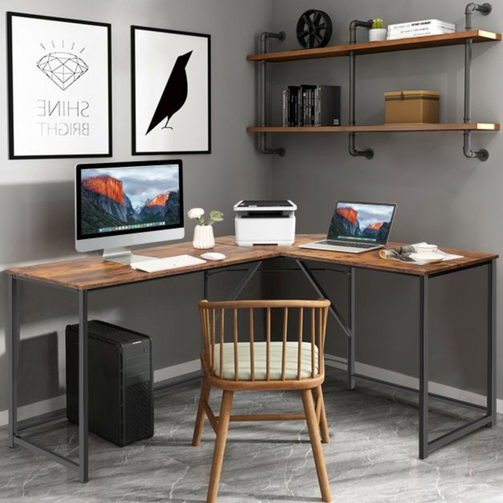 L-Shaped Corner Computer Desk with Reinforced Metal Frame. RRP £145.99. This modern L-shaped desk