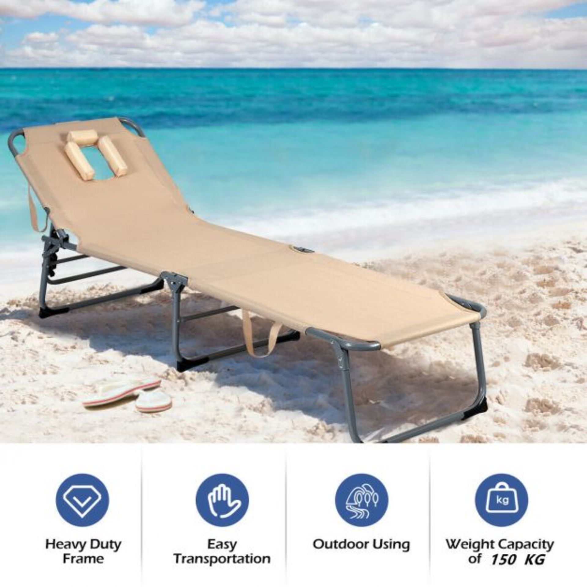 Camp bed / Sun Lounger. RRP £100.00. A folding sun lounger is a really useful bed! Great for