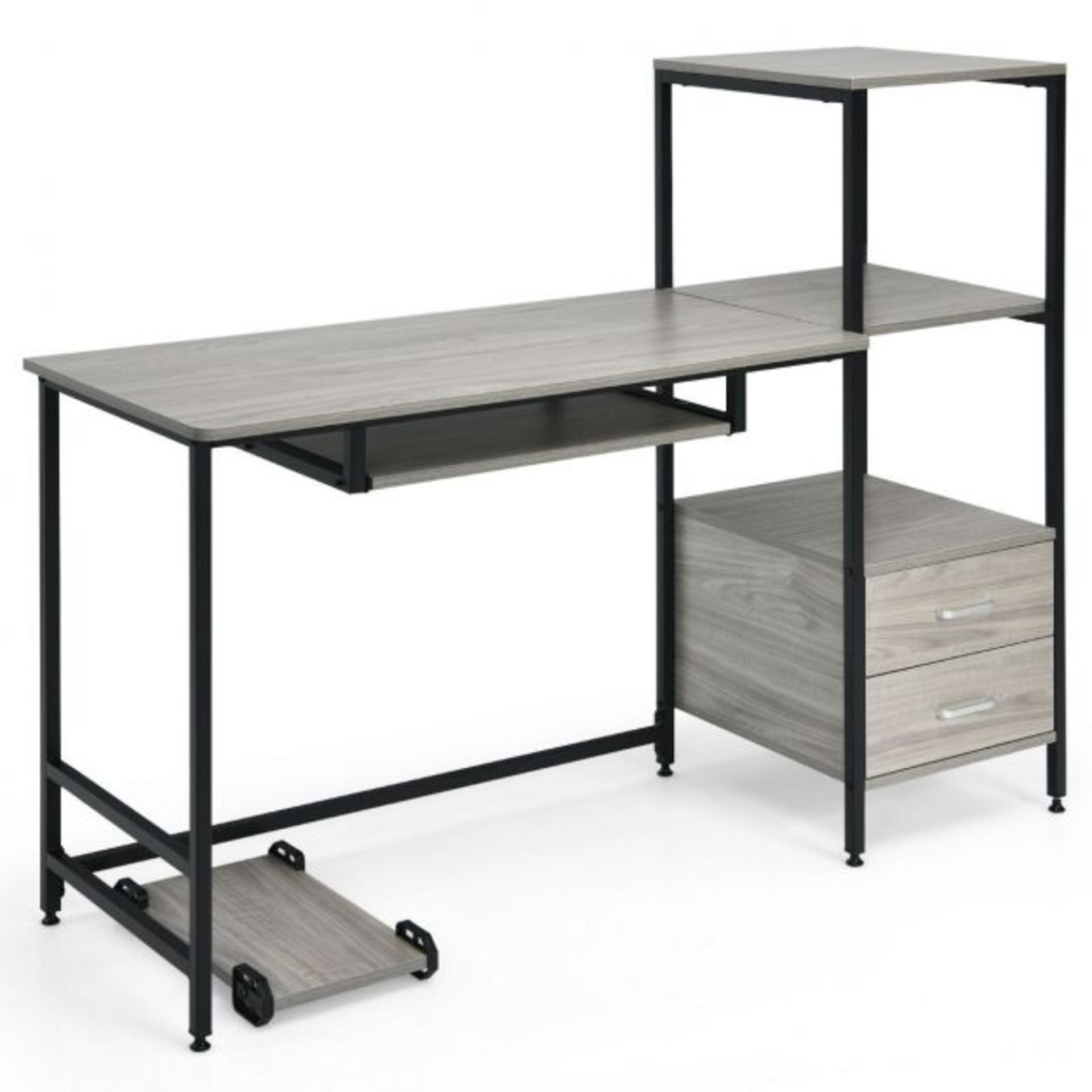 Computer Desk with Storage Shelves and Freestanding CPU Stand. RRP £169.99. With a metal frame and