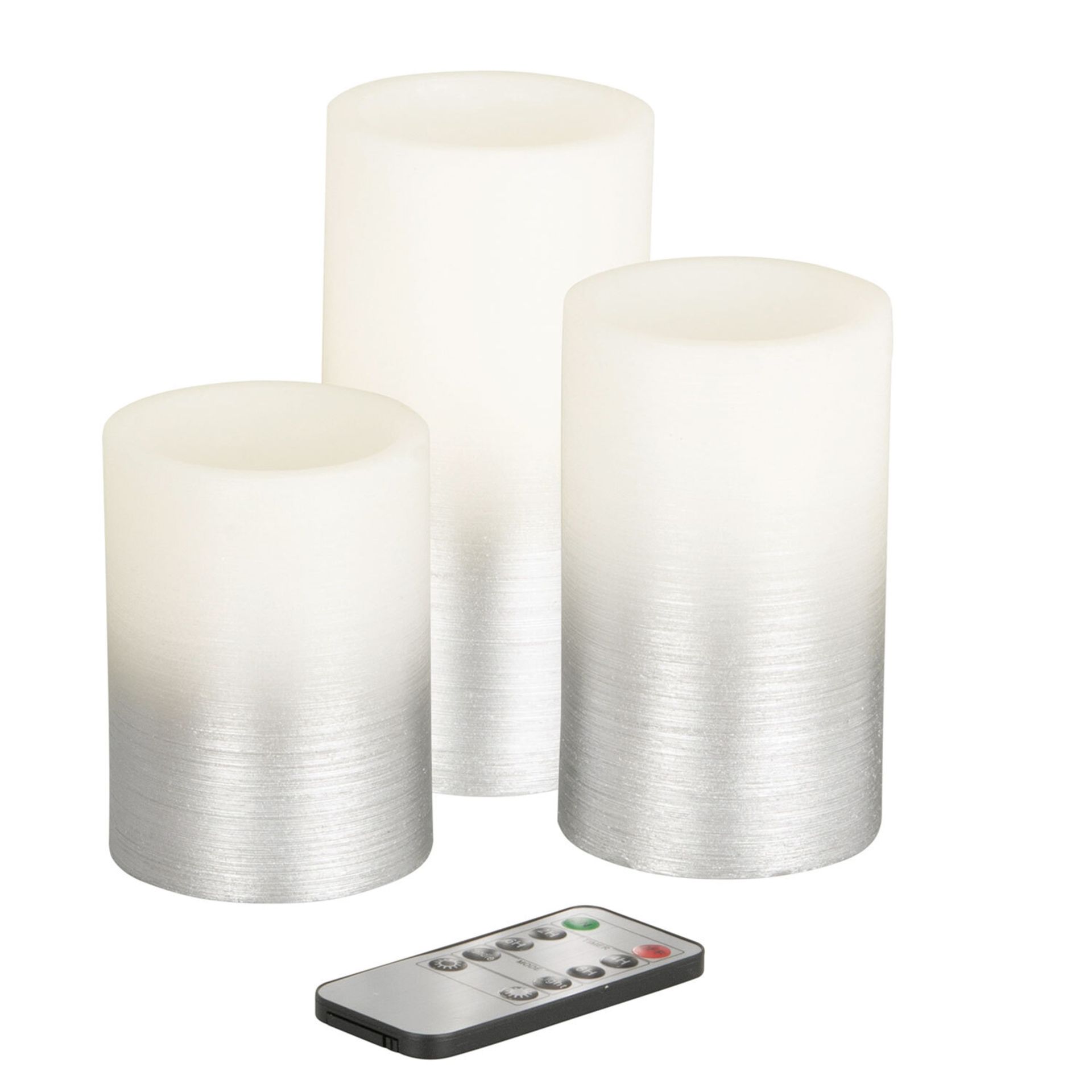 Set of 3 Silver Ombre LED Candles GG902201