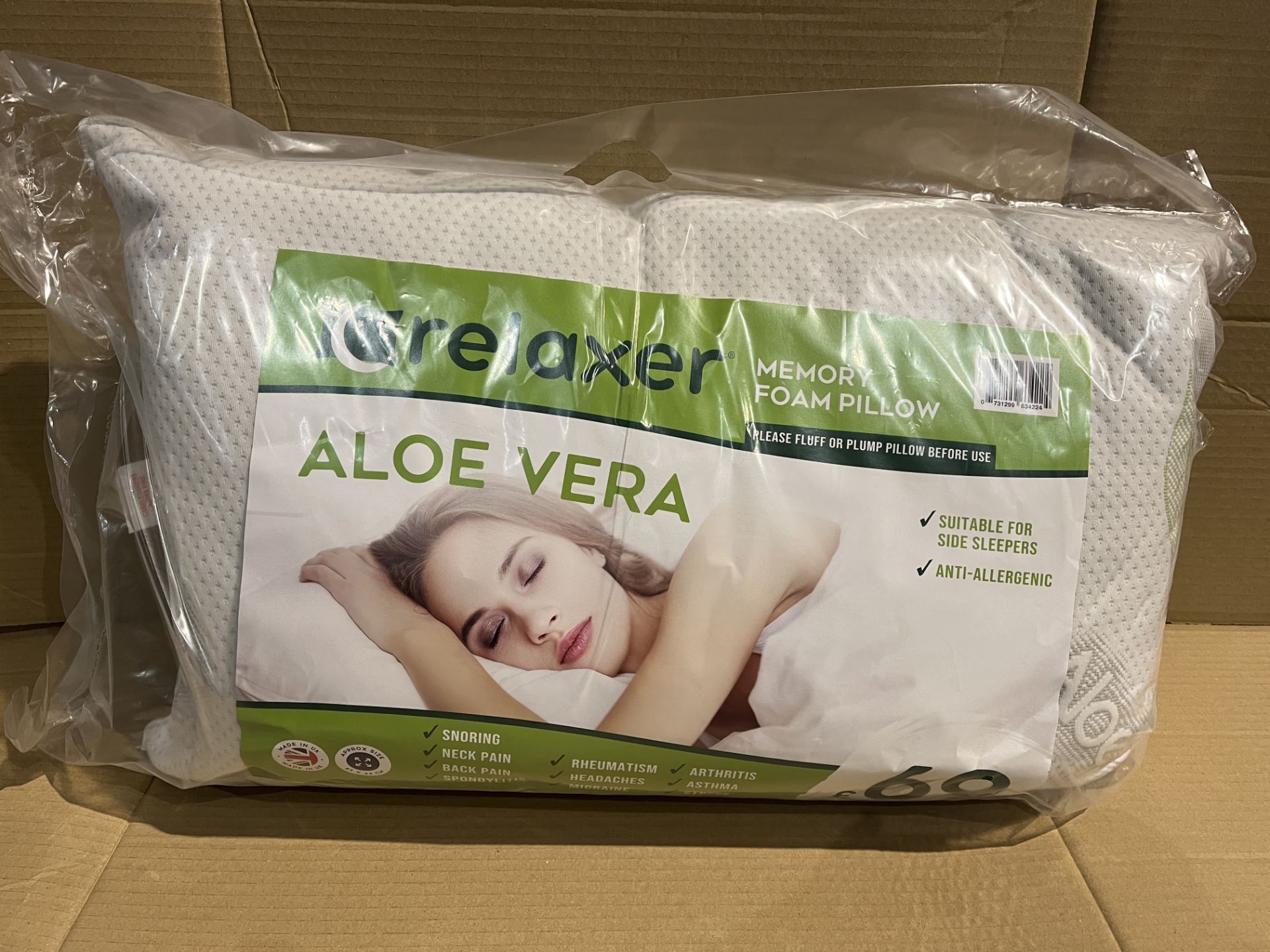 2 X BRAND NEW RELAXER ALOE VERA MEMORY FOAM PILLOWS RRP £69 EACH PW