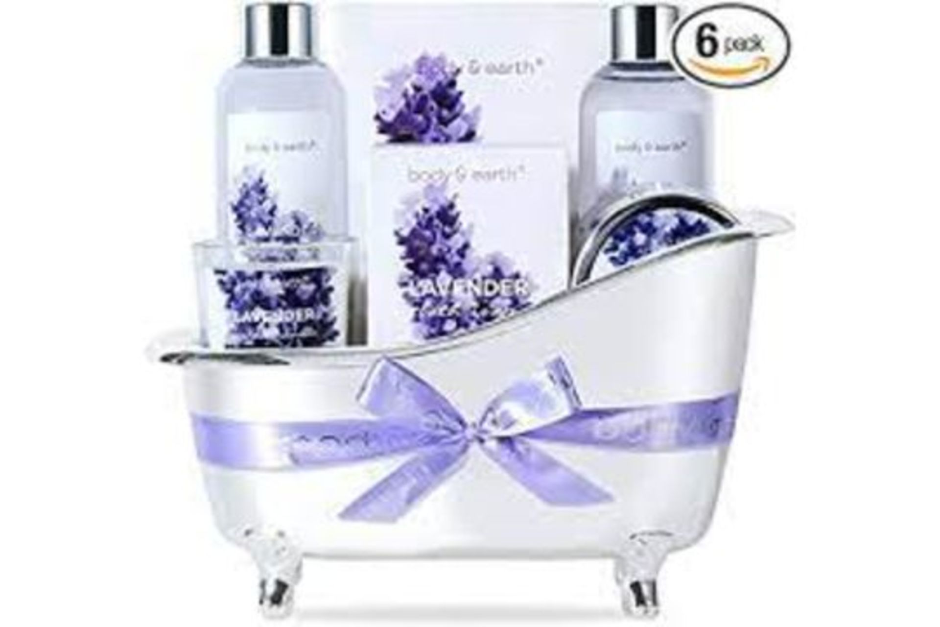 TRADE LOT 18 x NEW PACKAGED Lavender Spa Bathtub Gift Sets. (SKU: SP-18-02). Natural Bath Spa Set: