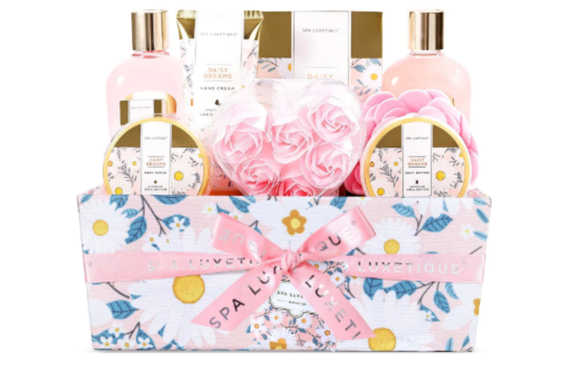 4 X NEW PACKAGED Daisy Dreams Bath Gift Box. (SKU: SPA-BP-08-ROW16TOP). Luxurious 12pcs Home Spa