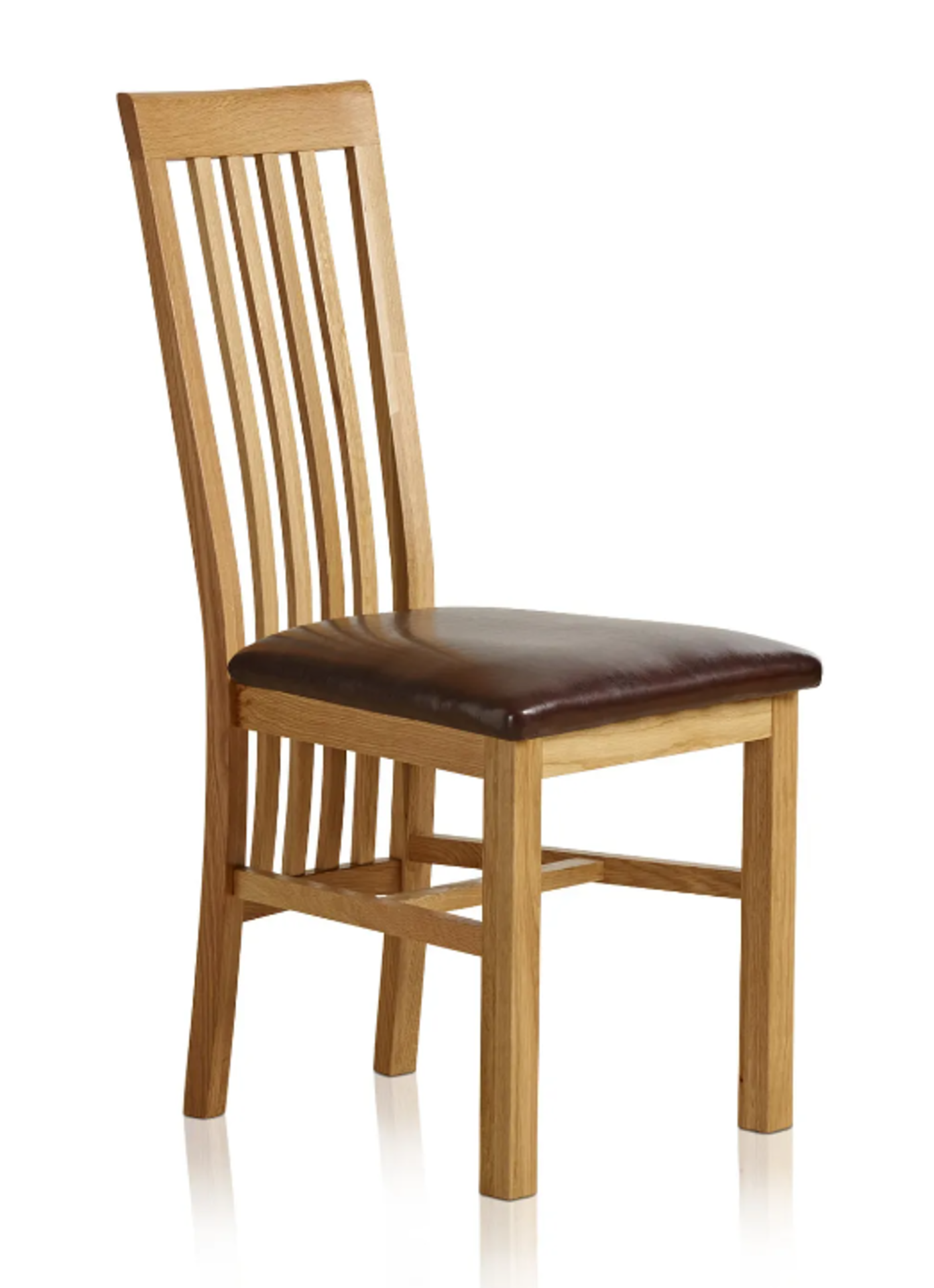 Pair of SLAT BACK NATURAL OAK Dining Chair. RRP £195.00. The Slat Back Natural Solid Oak perfectly