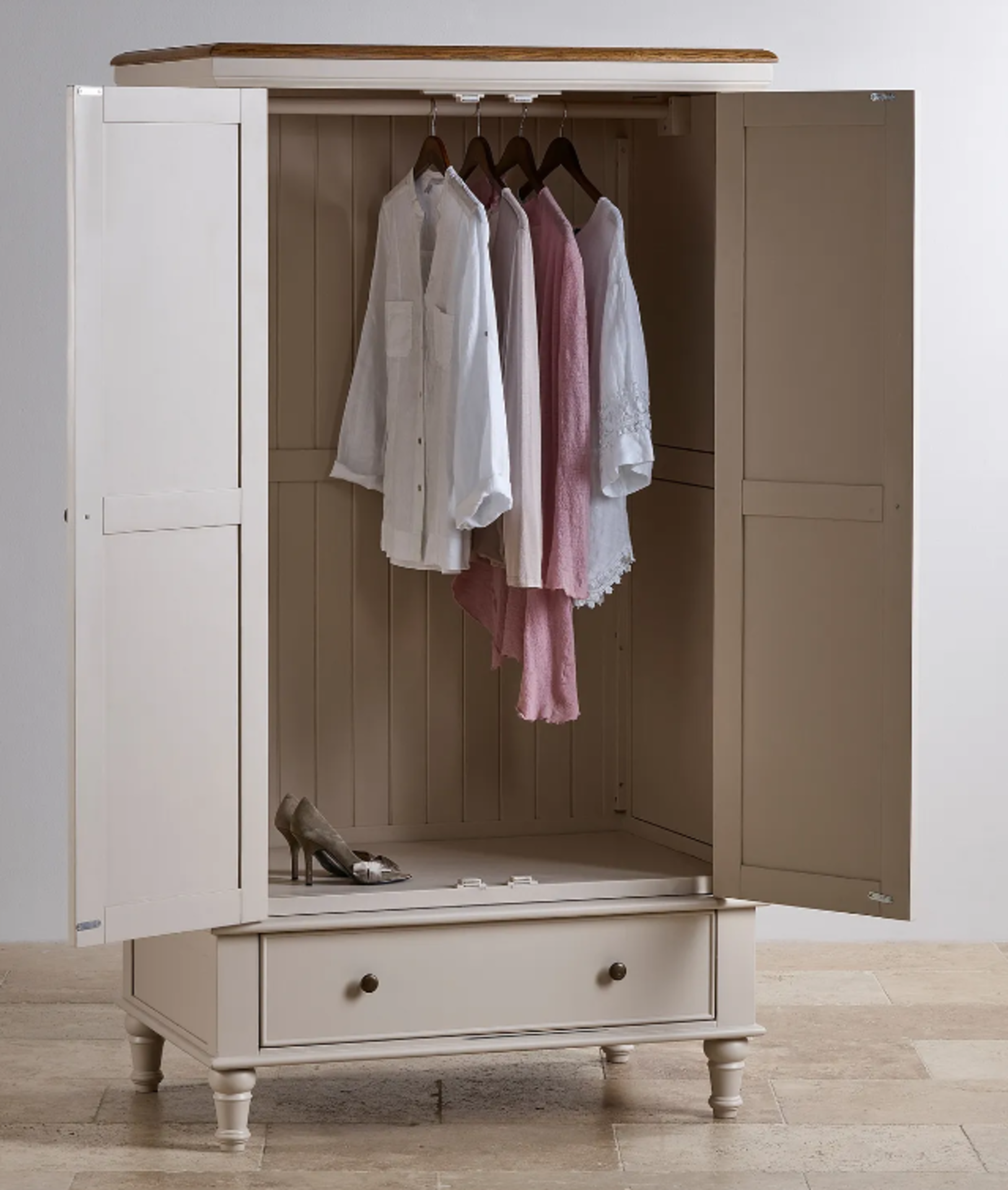 SHAY Rustic Solid Oak & Painted Double Wardrobe. RRP £959.99. Our Shay double wardrobe brings simple - Image 2 of 2