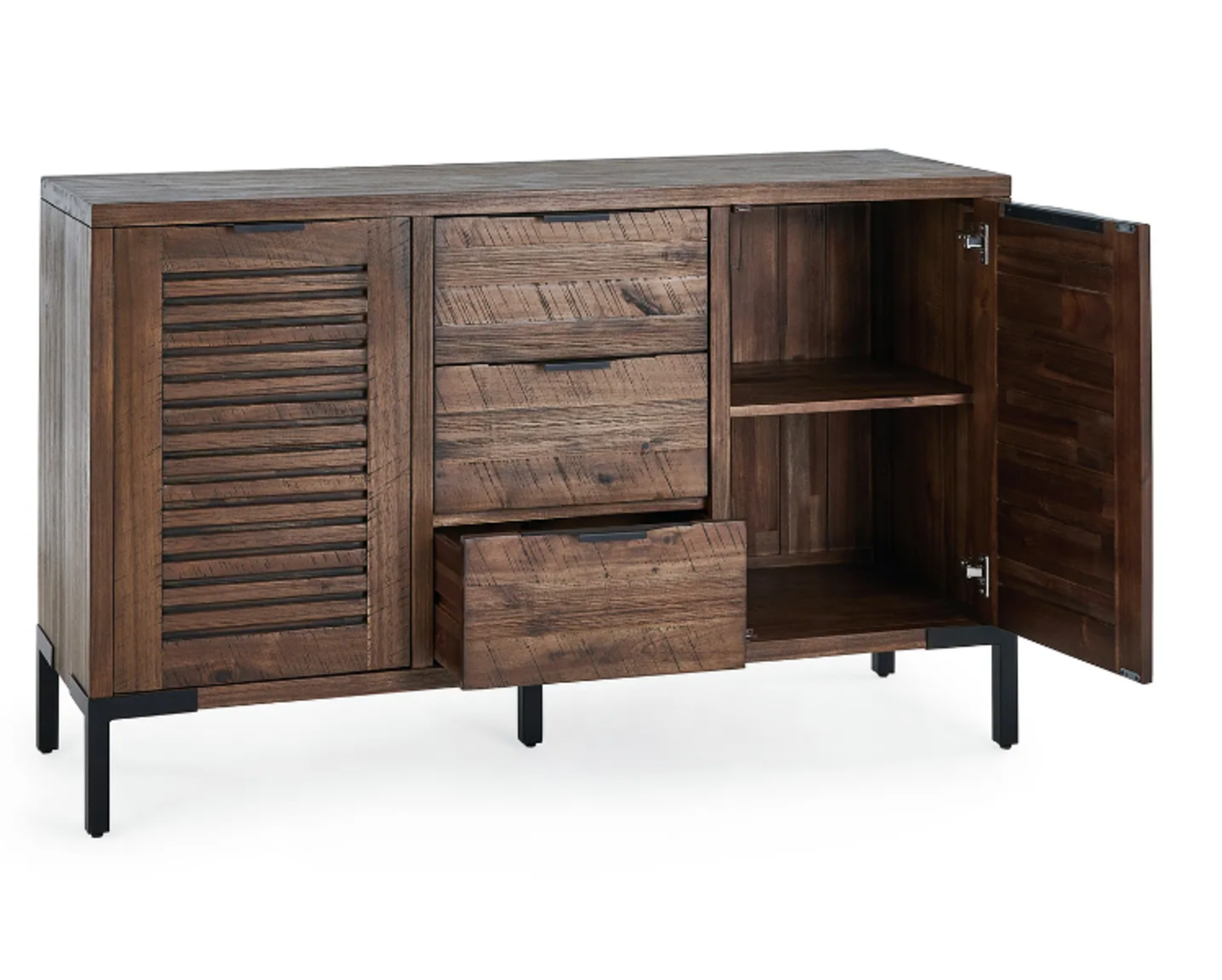 DETROIT Solid Hardwood & Metal Large Sideboard. RRP £649.99. The Detroit stained wood large - Image 2 of 2