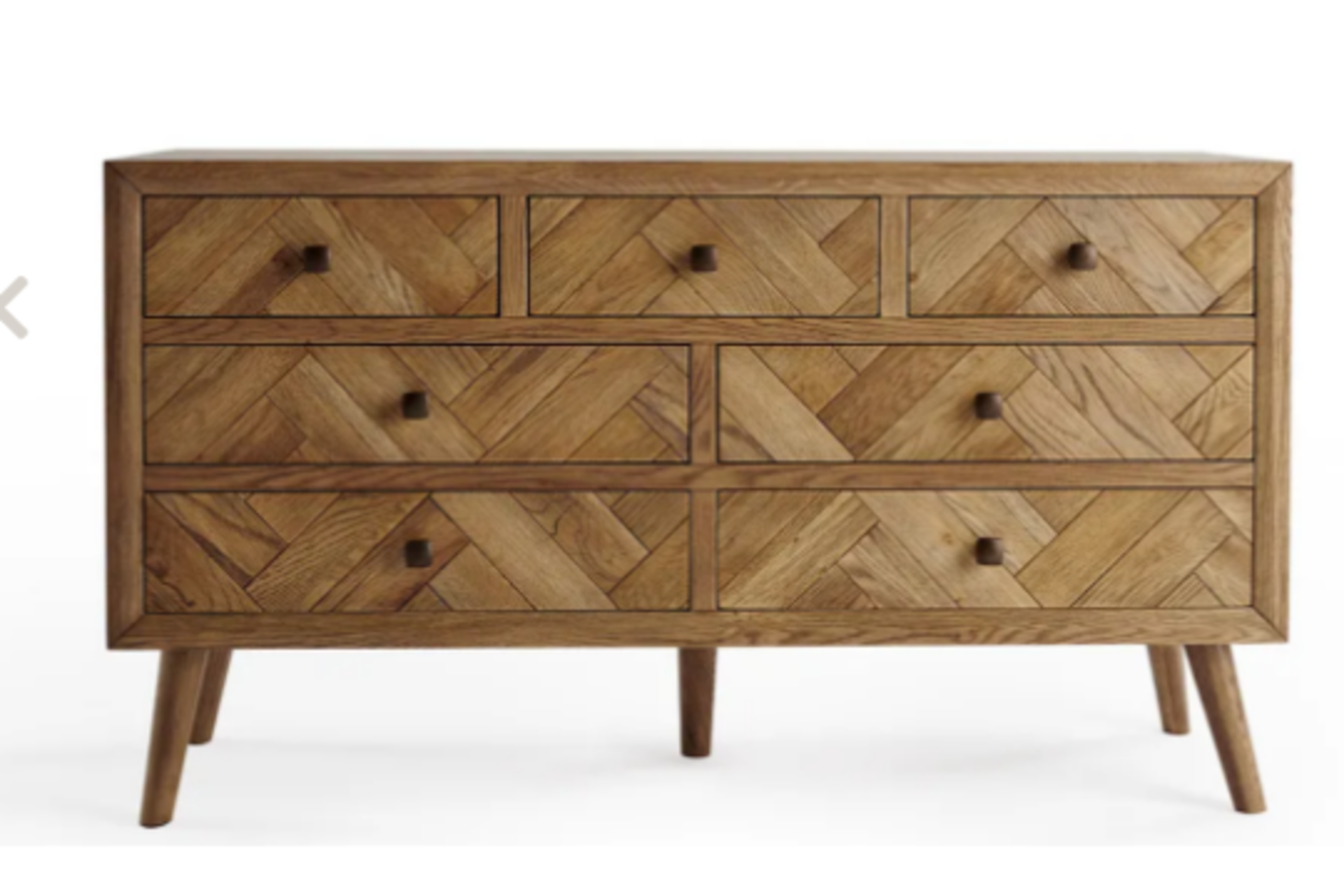 PARQUET Brushed Glazed Solid Oak 7 Drawer Chest. RRP £649.99. With a tactile brushed and glazed ROW7