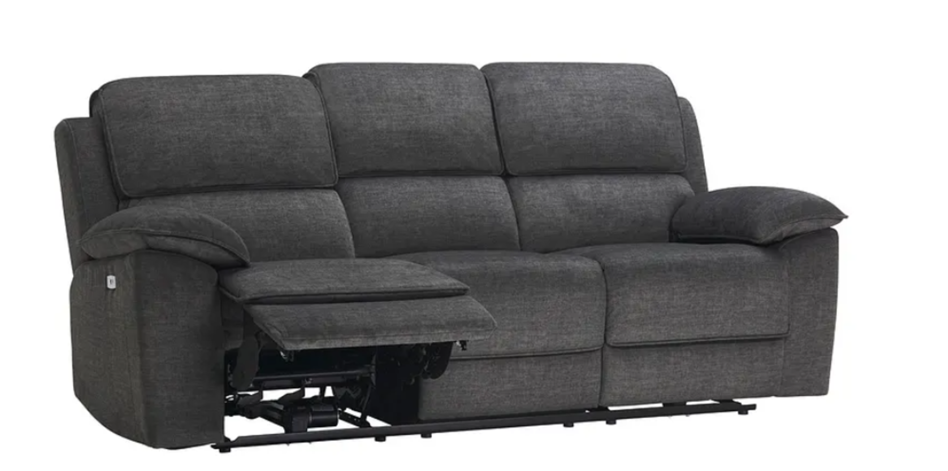 GOODWOOD 3 Seater Electric Recliner Sofa | Plush Charcoal Fabric. RRP £1,439.00. Ideal for those who