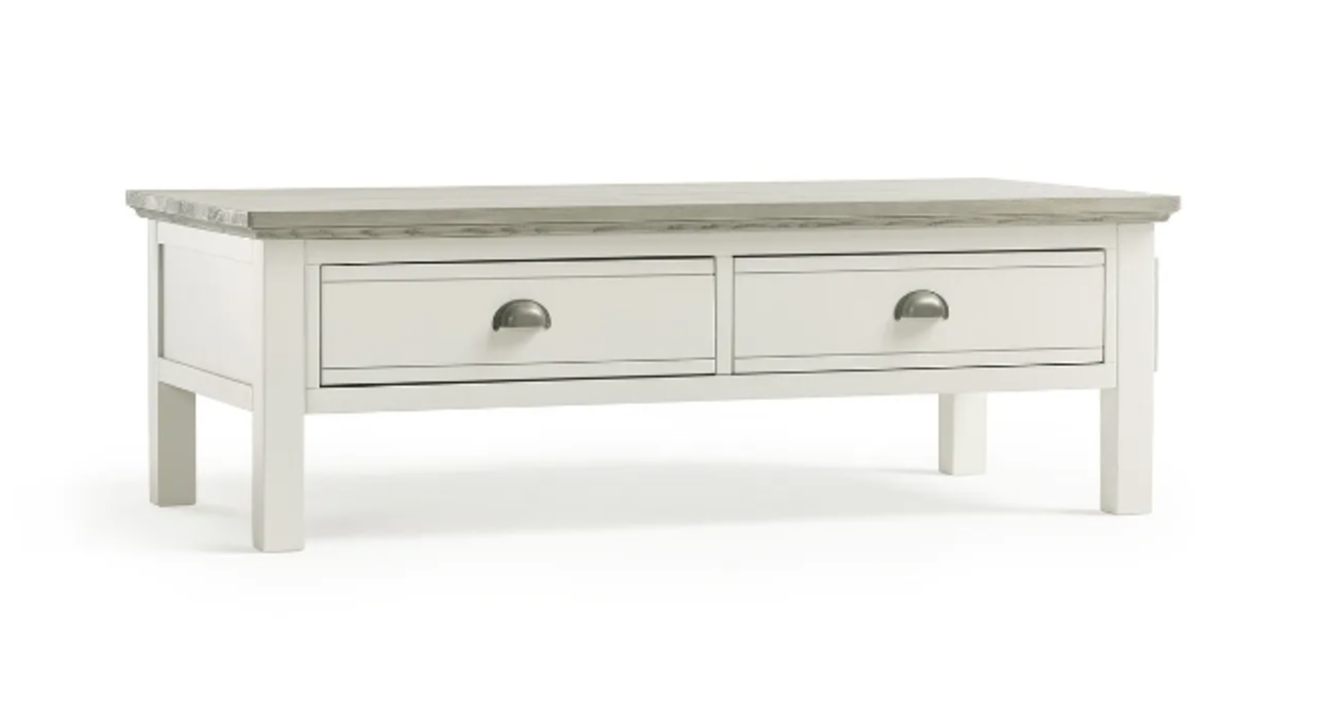 BROMPTON Painted Acacia and Ash Top 2 Drawer Coffee Table. RRP £439.99. The Brompton coffee table