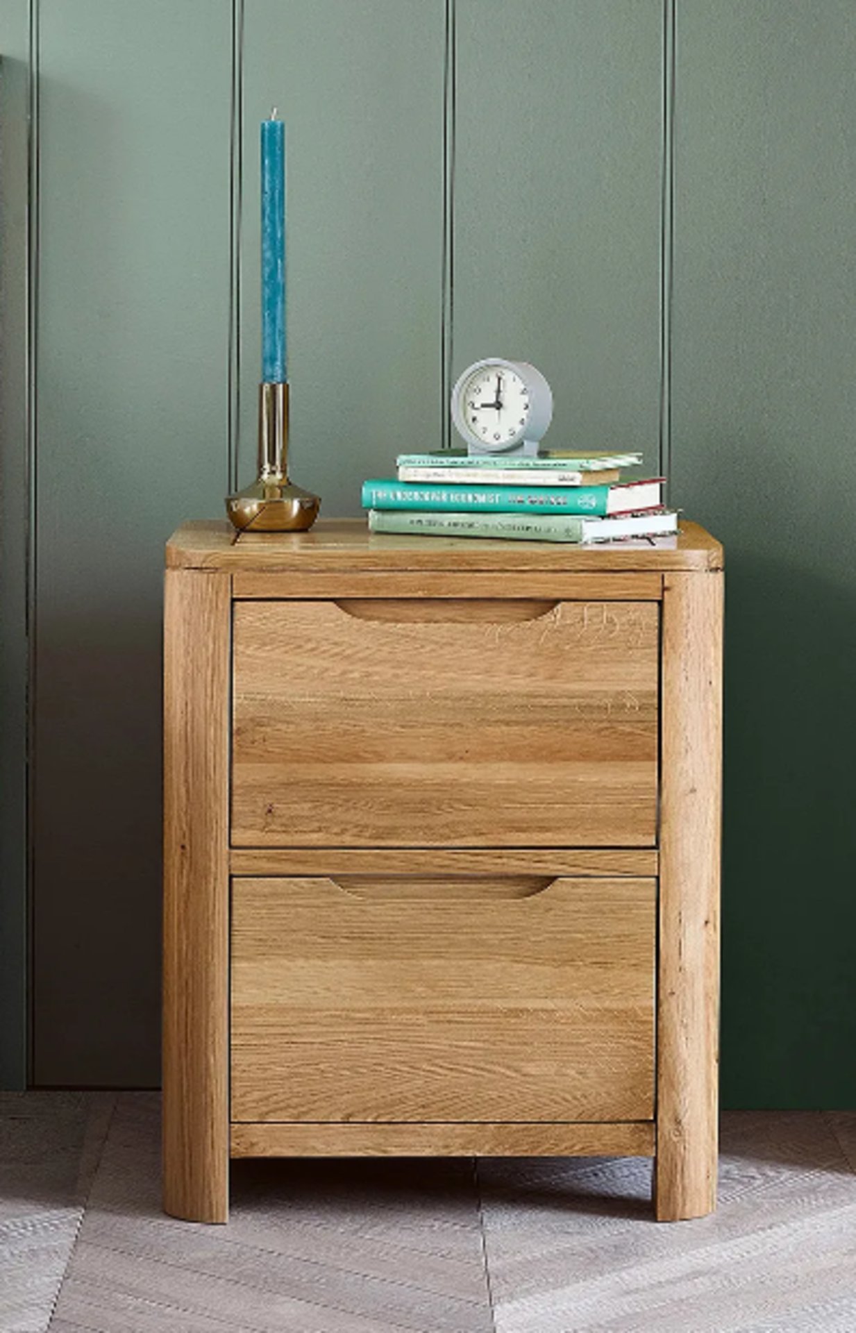 ROMSEY Natural Solid Oak 2 Drawer Bedside Table. RRP £259.99. Our Romsey two drawer bedside table