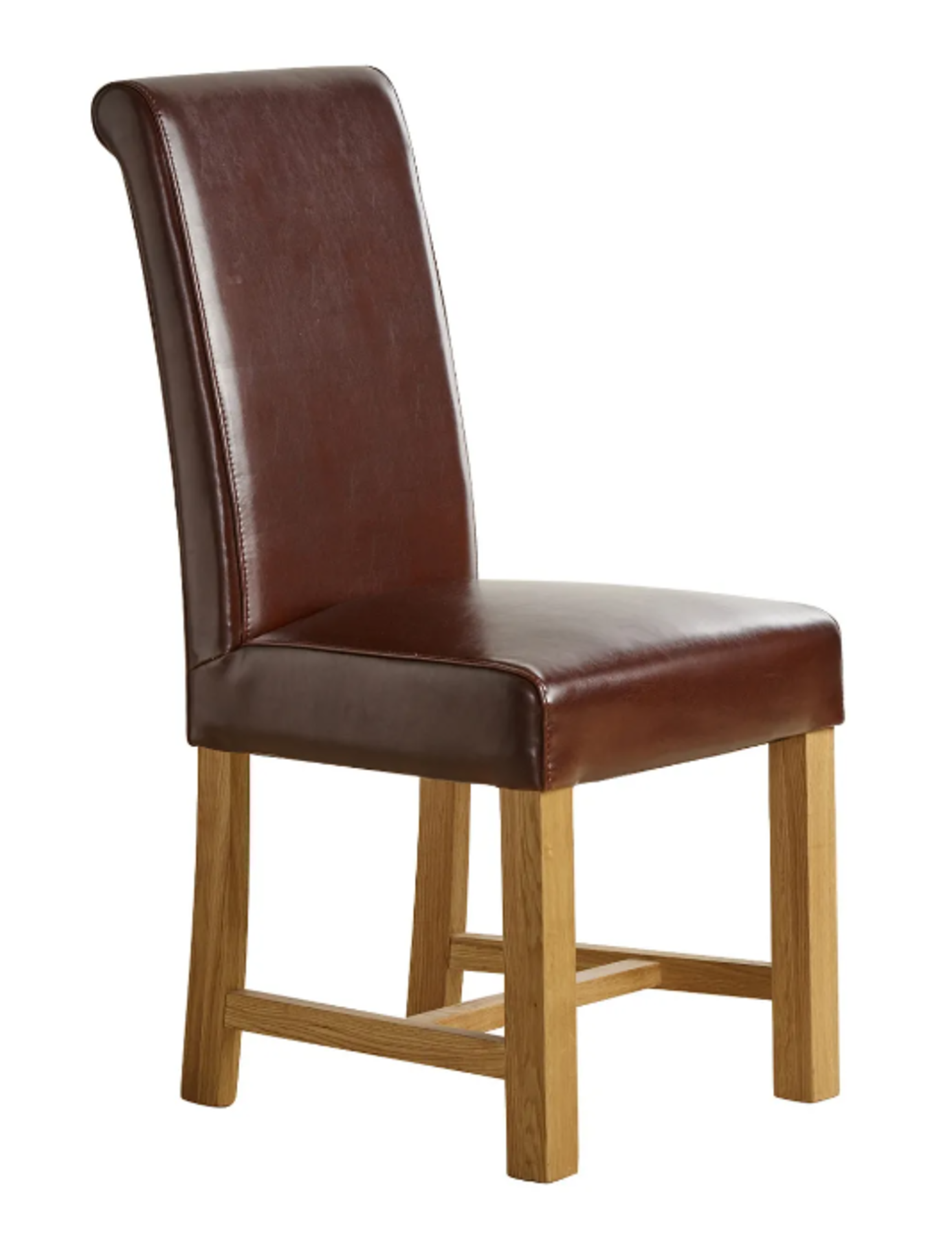 Pair of SCROLL BACK NATURAL/RUSTIC Plain Brown Leather Dining Chair. RRP £195.00. Influenced by