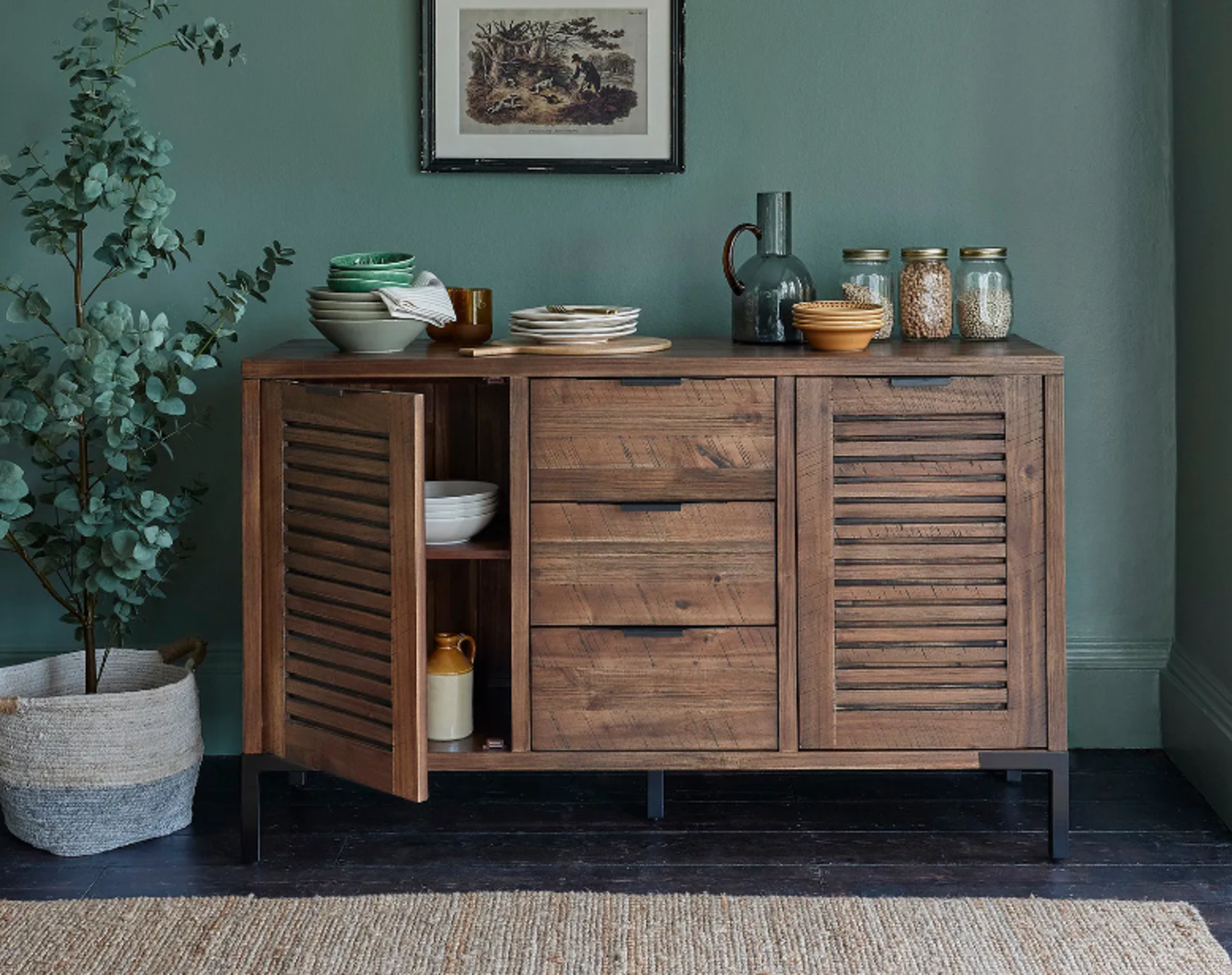 DETROIT Solid Hardwood & Metal Large Sideboard. RRP £649.99. The Detroit stained wood large
