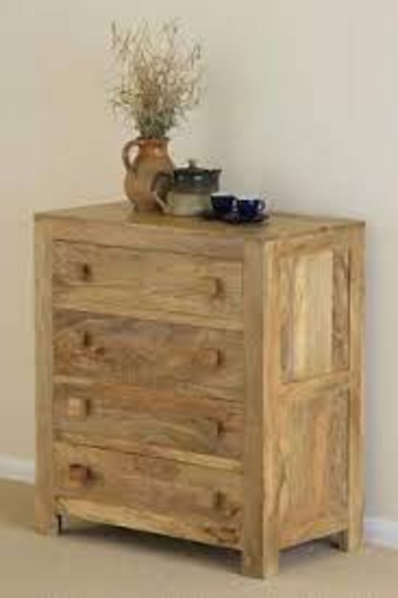 Mantis Light Natural Solid Mango 4 Drawer Chest. RRP £409.99. Featuring a refreshingly simple yet