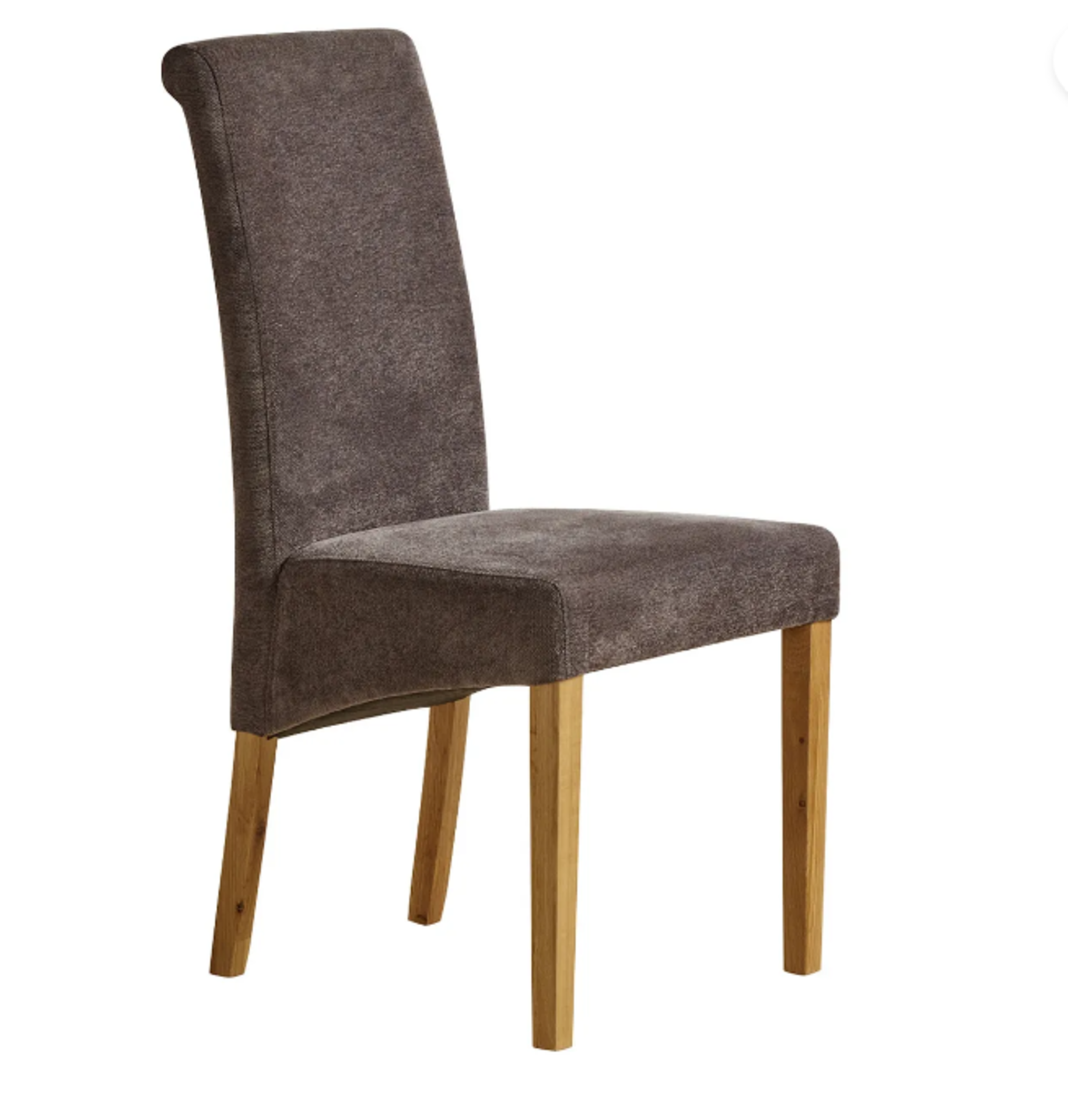 Pair of SCROLL BACK NATURAL/RUSTIC Plain Charcoal Fabric Dining Chair. RRP £195.00. This