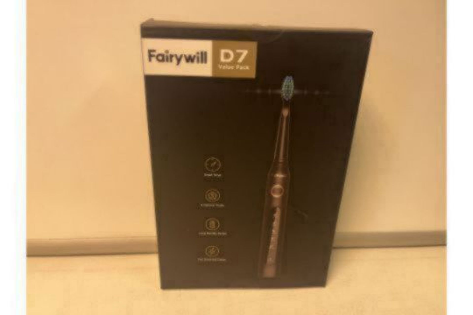 BRAND NEW BOXED FAIRYWELL D7 VALUEPACK SONIC ELECTRIC TOOTHBRUSH SET. SMART TIMER, 5 OPTIONAL