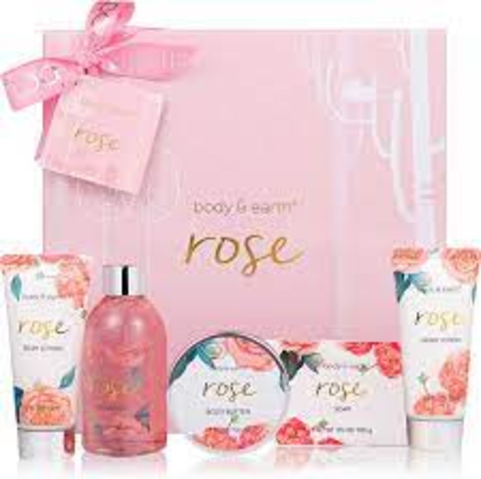 4 X NEW PACKAGED 6 Piece Rose Bath Gift Box. (SKU: SPA-6-ROSE). 6 Pcs Bath Gift Baskets: Our