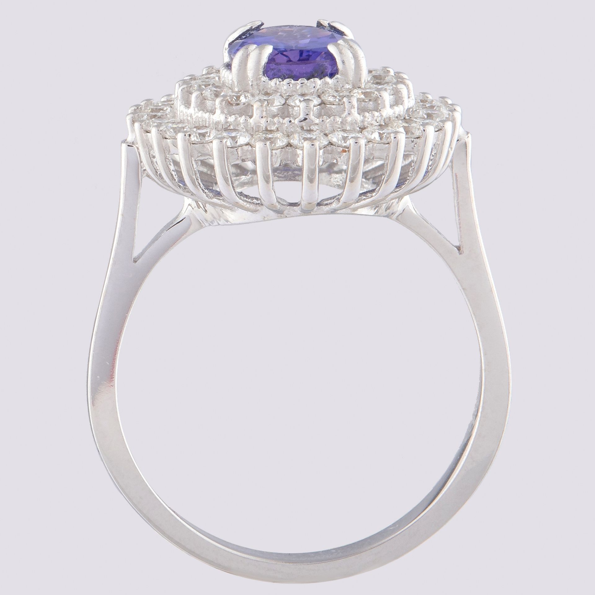 Certificated 14K White Gold Diamond & Tanzanite Ring - Image 2 of 4