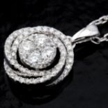 Certificated 14K White Gold Diamond Pendant