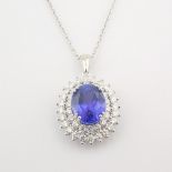 Certificated 14K White Gold Diamond & Tanzanite Necklace