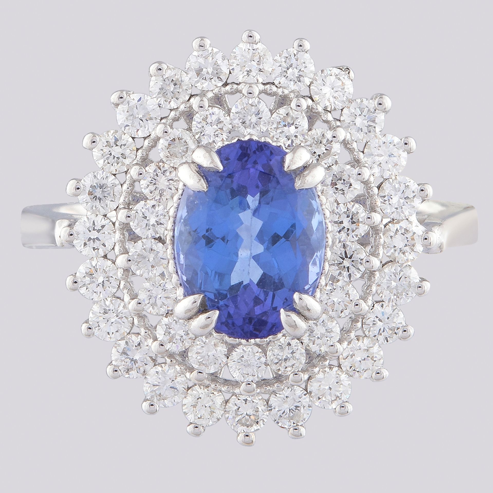 Certificated 14K White Gold Diamond & Tanzanite Ring - Image 3 of 4