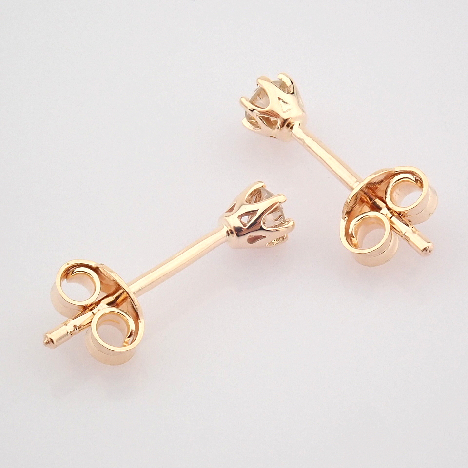 Certificated 14K Rose/Pink Gold Diamond Solitaire Earring - Image 7 of 8