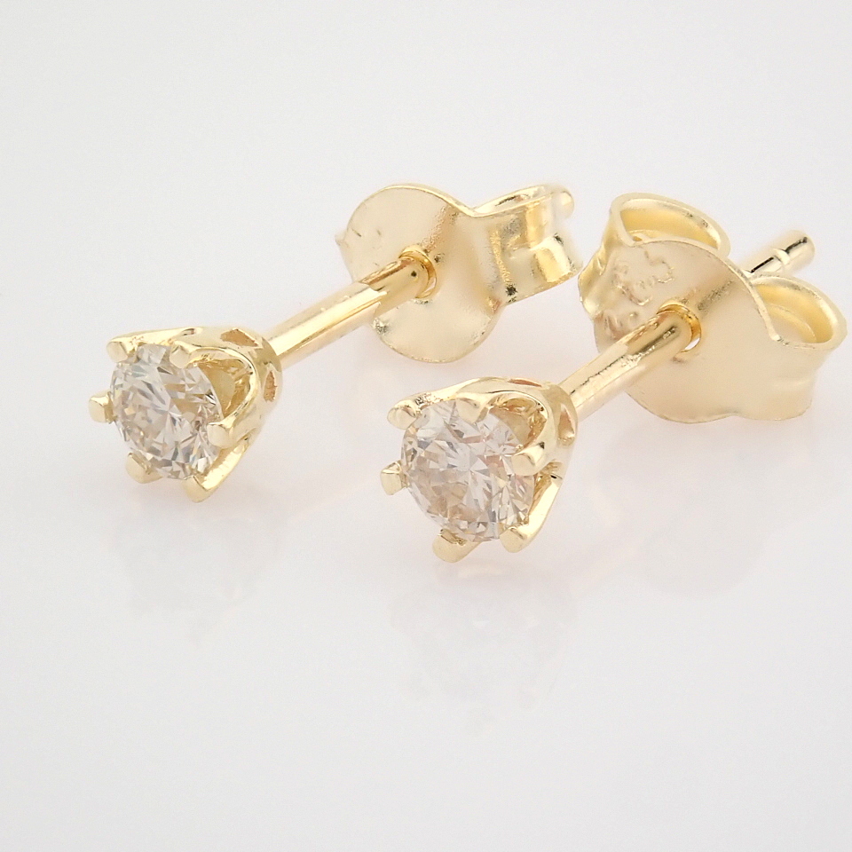 Certificated 14K Yellow Gold Diamond Solitaire Earring - Image 2 of 7