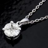 Certificated 14K White Gold Diamond Pendant