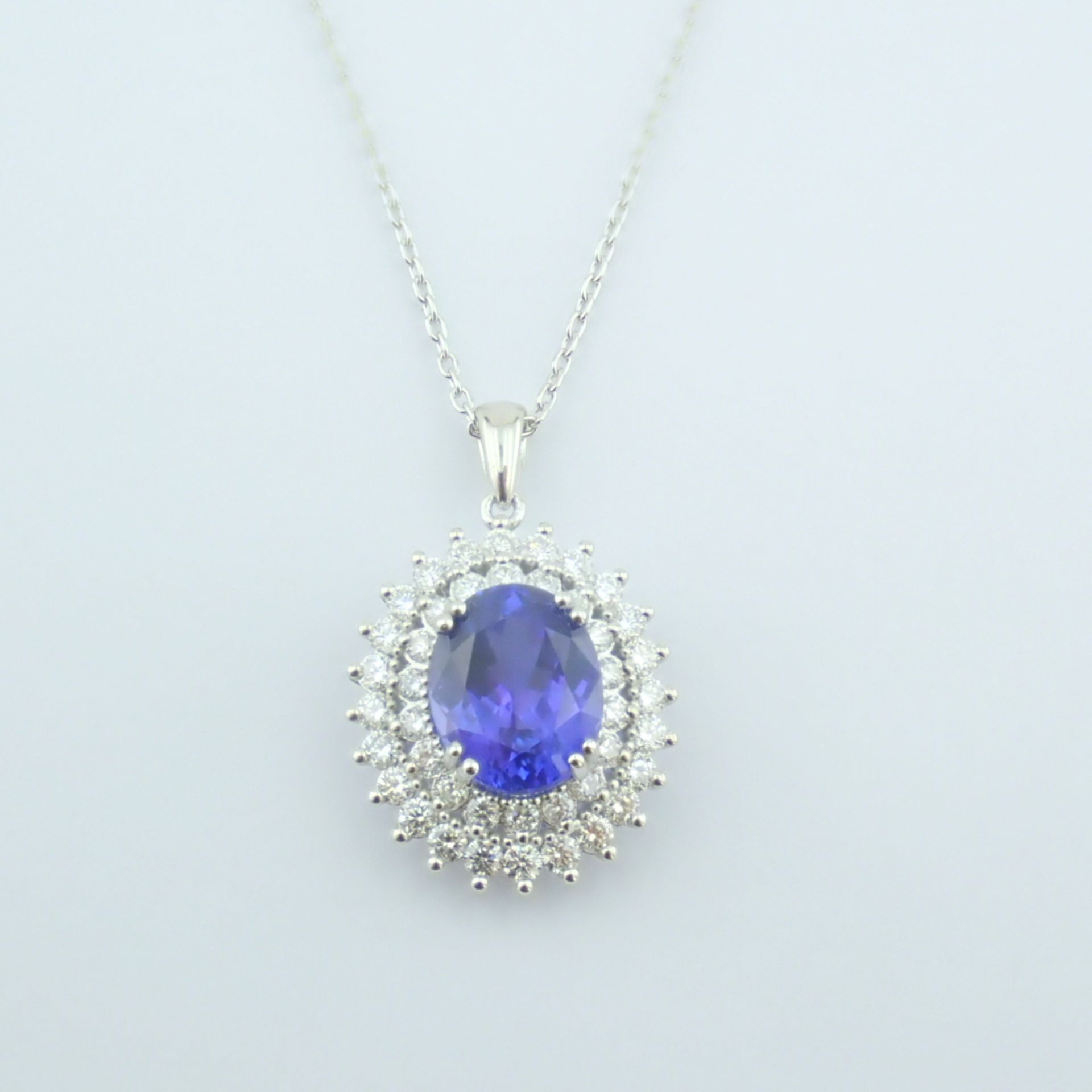 Certificated 14K White Gold Diamond & Tanzanite Necklace - Image 16 of 17