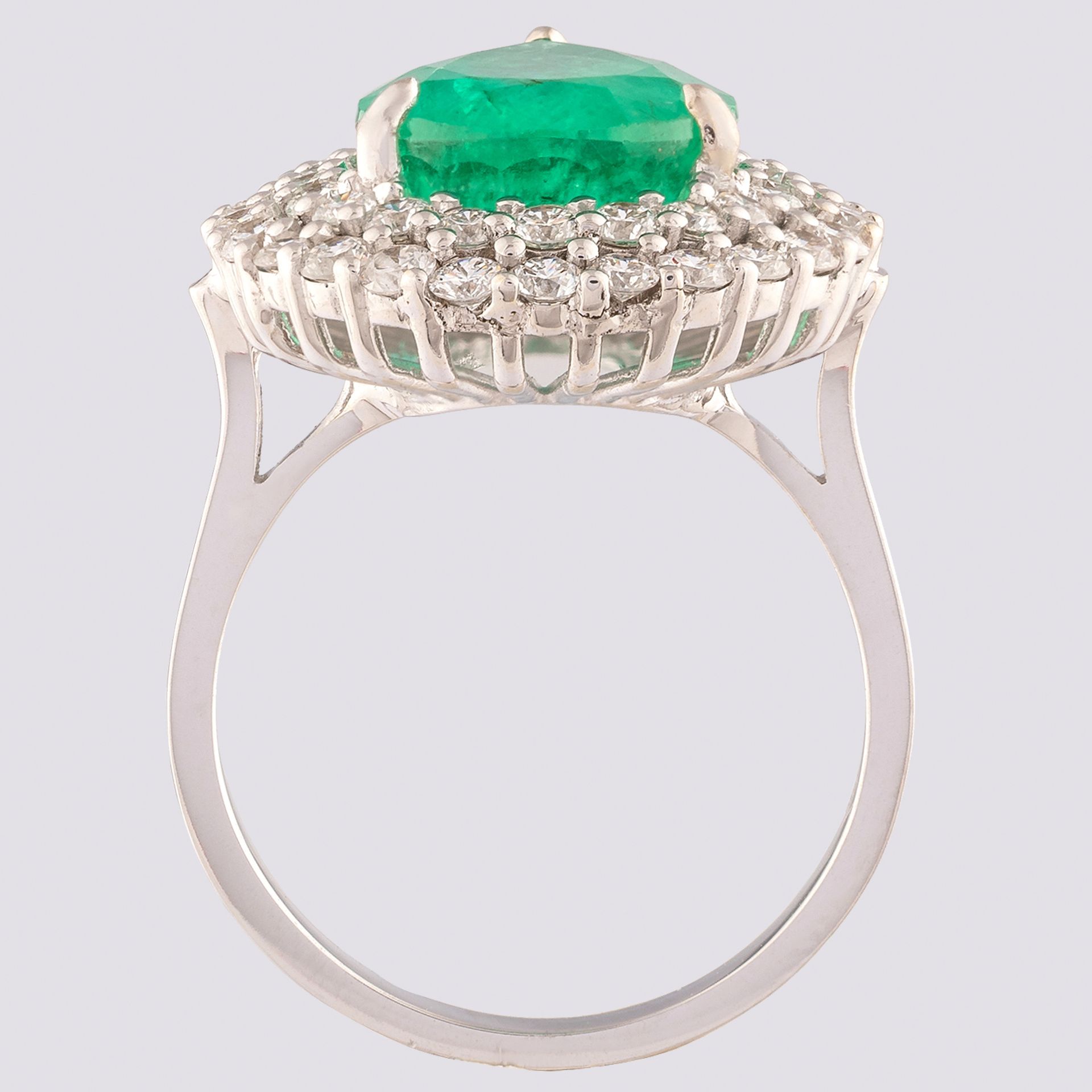 Certificated 14K White Gold Diamond & Emerald Ring - Image 4 of 4