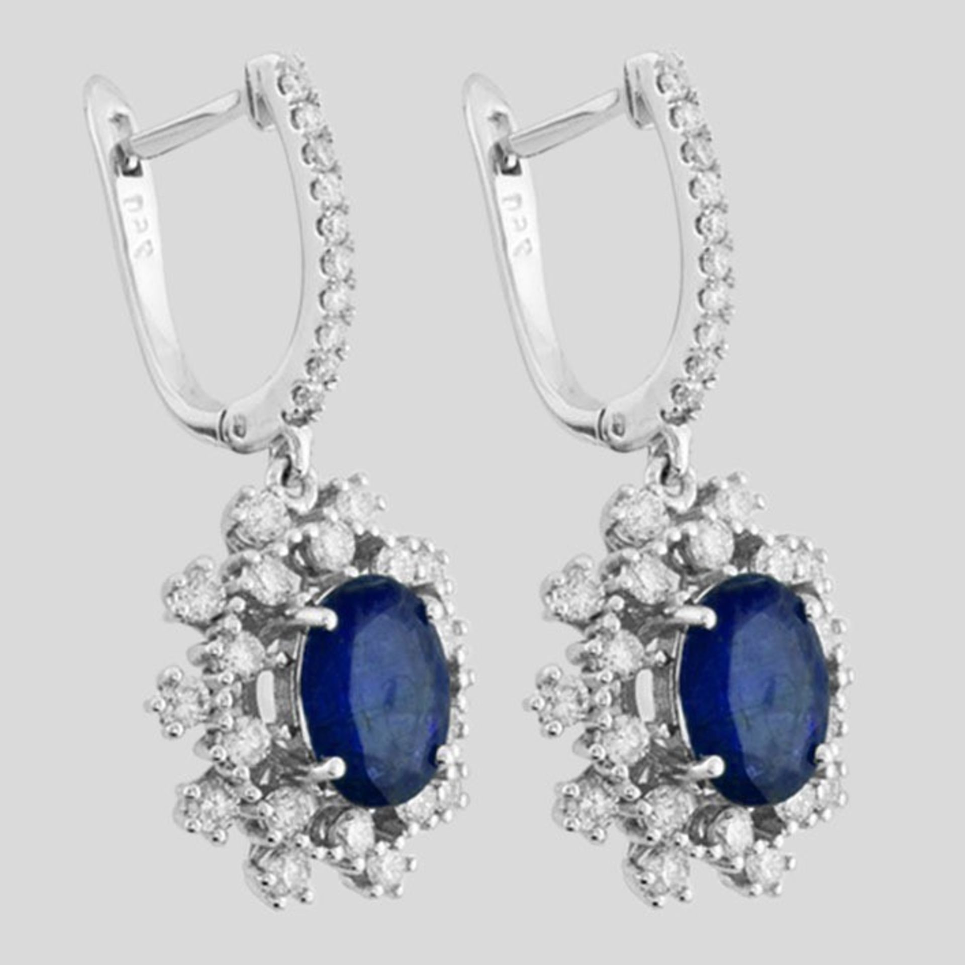 Certificated 18K White Gold Diamond & Tanzanite Earring - Image 4 of 4