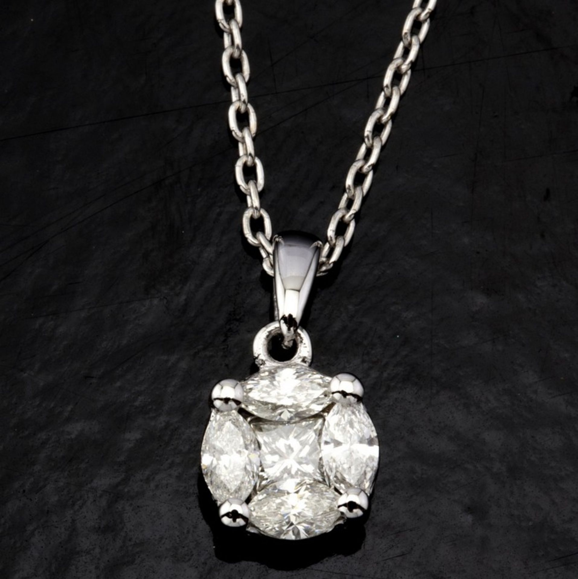 Certificated 14K White Gold Diamond Pendant - Image 2 of 7