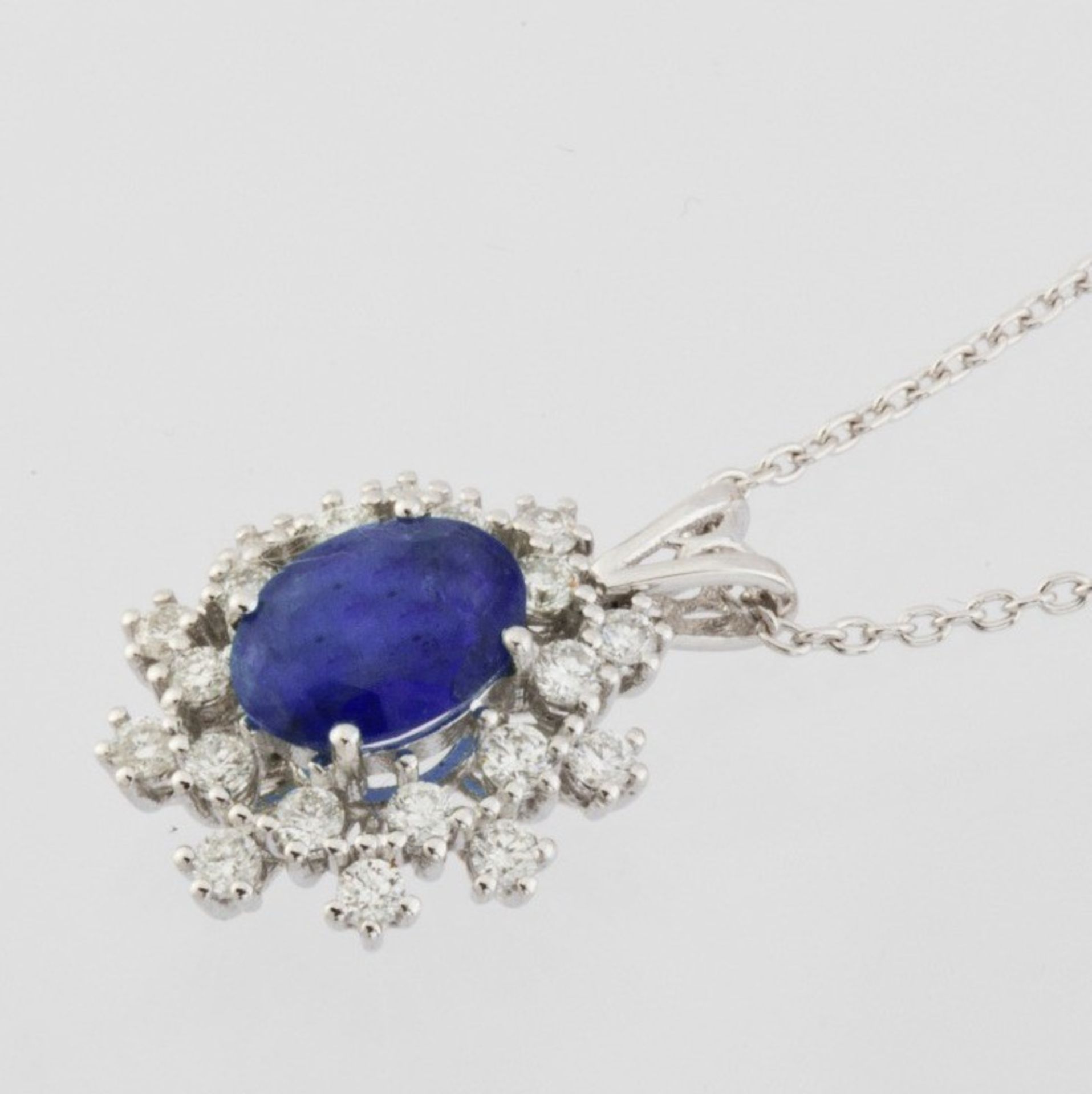 Certificated 18K White Gold Diamond & Tanzanite Pendant - Image 2 of 2