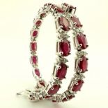 Certificated 14K White Gold Diamond & Ruby Bracelet