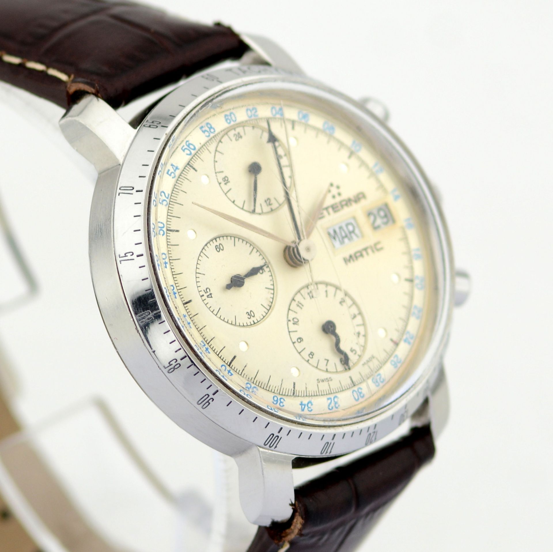 Eterna-Matic / Vintage Chronograph Automatic Day - Date - Gentlmen's Steel Wrist Watch - Image 4 of 10