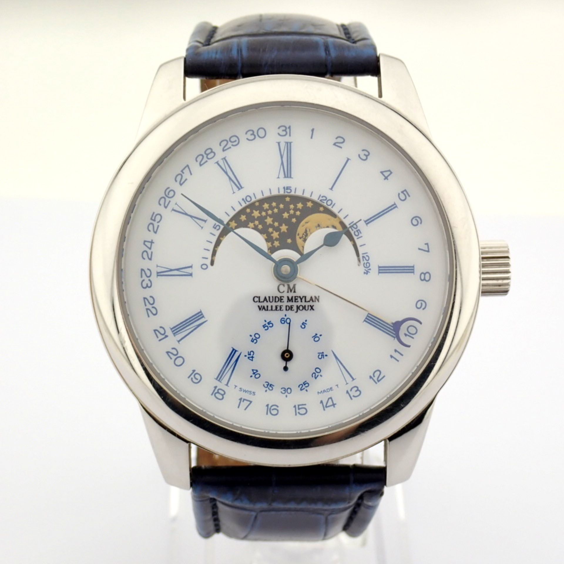 Claude Meylan / Vallee De Joux Moonphase - Gentlmen's Steel Wrist Watch - Image 11 of 11